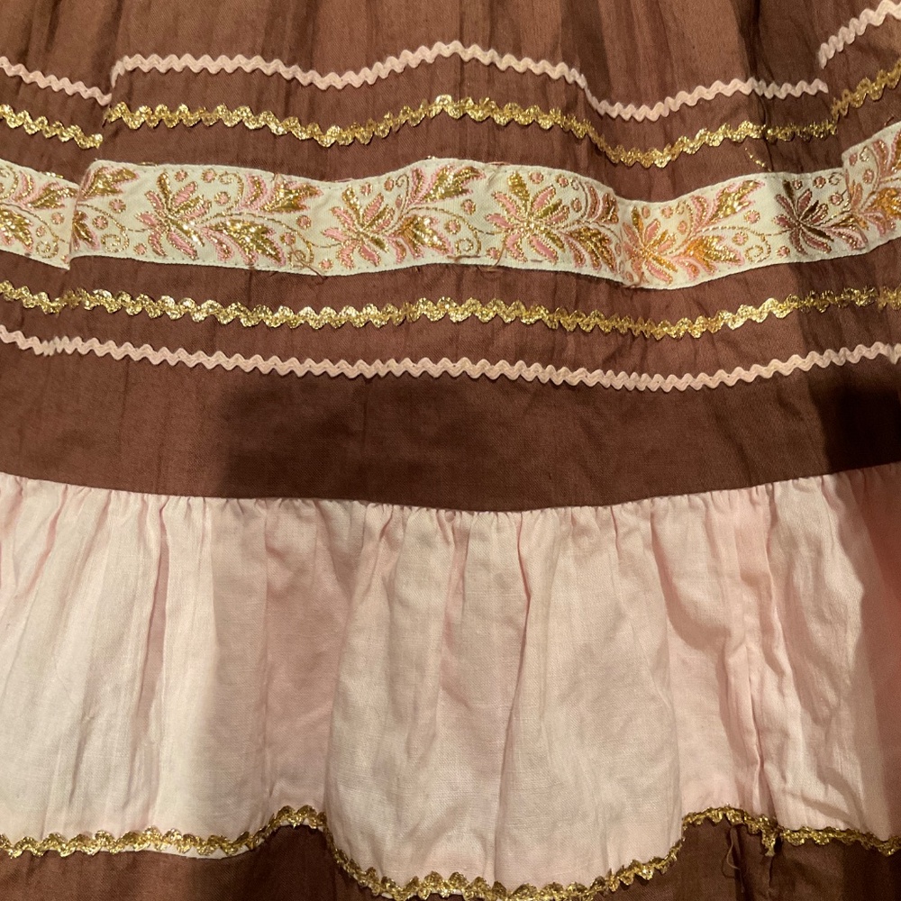 Vintage Peggy Lee brown and pink collared dress - Picture 5 of 11